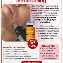 Mesotox Axion microneedling behandeling tegen fijne rimpels en expressielijnen bij Huidkliniek The Beauty Queen in Paramaribo.